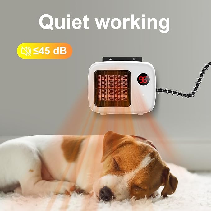 Dog House Heater for Outdoor & Indoor Use - 600W/300W Safe & Efficient Heating for Pet Houses, Chicken Coops, Rabbit Hutches - Wall-Mounted Design with Overheat Protection & Anti-Chew Cord (white)