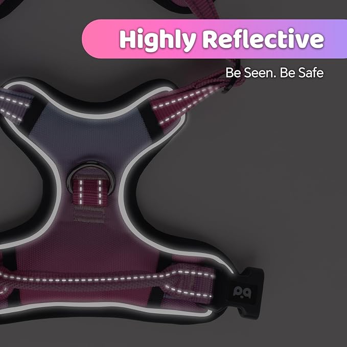 QQPETS No Pull Dog Harness with 2 Leash Clips，Adjustable Soft Padded Dog Vest, Reflective Outdoor Pet Oxford Vest with Easy Control Handle for Small to Large Dogs Walking Training