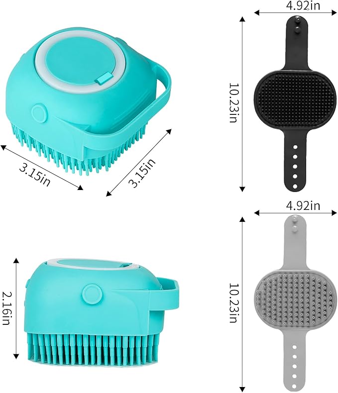 Comotech 3PCS Dog Bath Brush (Blue Gray Black)