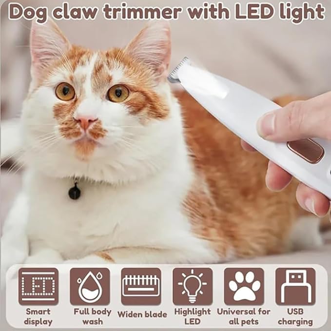 Dog Paw Trimmer with LED Light, 2025 Upgrade Petior Pet Paw Trimmer for Dogs, Pet Hair Clippers for Grooming Kit, LED Display, 35dB Safety Low Noise Pets Trimmers for Paws Eyes Ears Face Rump (1Set)