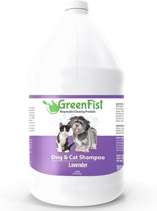 GreenFist Pet Shampoo Conditioner for Dogs & Cats Care Intense Cleaning Power Sooth Skin Made in USA (Lavender 1 Gallon)