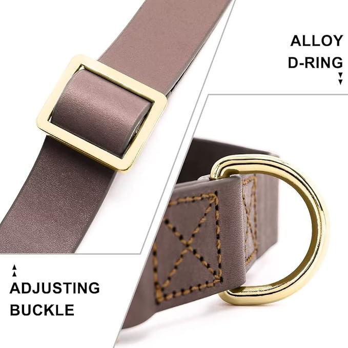 Beirui Genuine Leather Dog Collar with Quick Release Metal Buckle, Comfortable Leather Collar for Small Medium Large Dogs