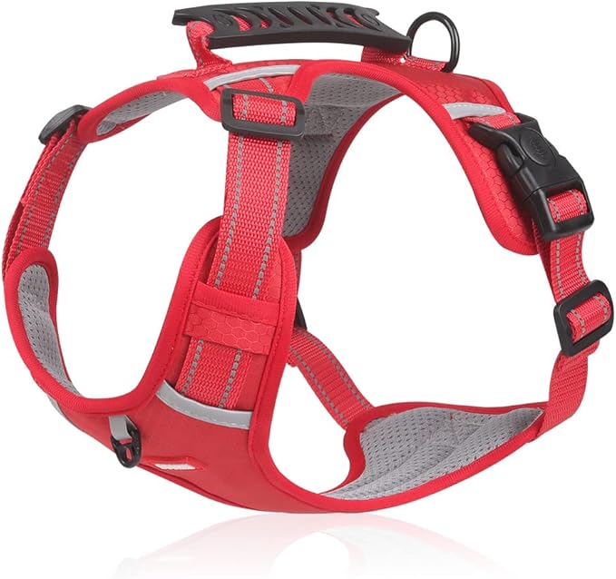 Dog Harness, No Pull Service Vest, Reflective Strips, Control Handle, Soft Padded, Adjustable and Comfortable for Easy Walking (red small)