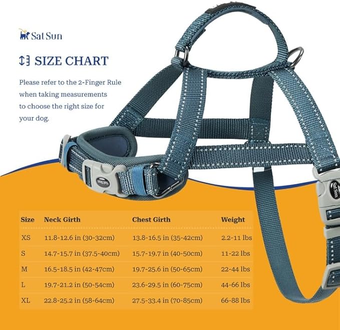 SATSUN Dog Harness for Large Dogs, No Pull Dog Harness with 2 Adjustable Points & 1 Leash Clip, Reflective Comfortable Dog Vest with Easy Control Handle Ideal for Walking and Training, Black,L