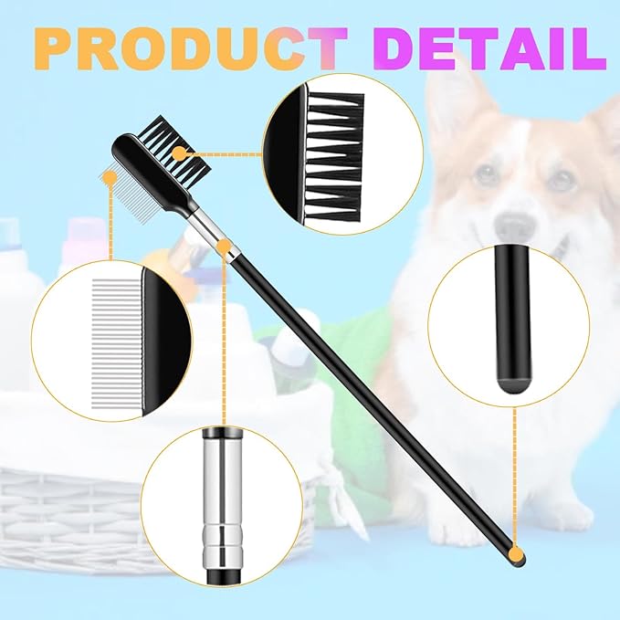 Tear Stain and Flea Comb for Small Dogs - Double-headed Pet Grooming Brush for Removing Crust and Mucus from Face