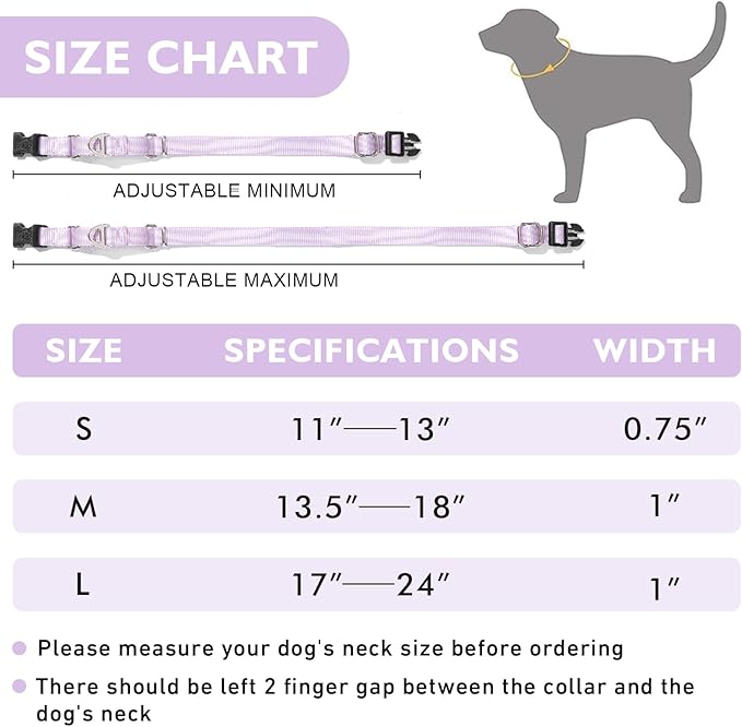 Rttochfy Martingale Dog Collars, Adjustable Nylon Dog Collar with Quick Release Buckle, No Choke Dog Training Collar for Small Medium Large Dogs (Pink, M)