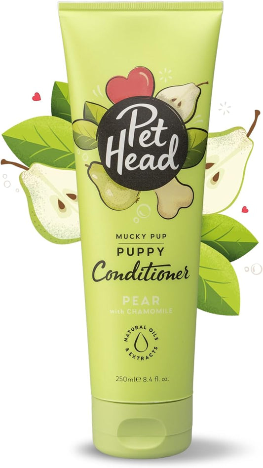 Pet Head Mucky Pup Puppy Conditioner | Pear Scent | Conditioner for Puppies from 8 Weeks | Professional Grooming | Vegan | pH-Neutral | Gentle Formula for Puppies | Made in USA | 8.4 fl. oz.