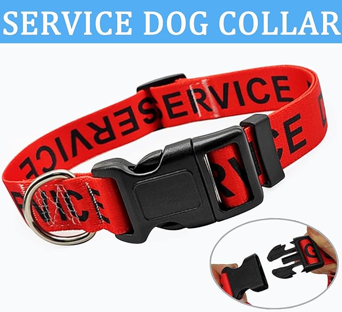MayPaw Service Dog Collar, 1” and 1.5” Wide Dog Collar Strong Nylon Medium Large Extra-Large Dog Collar (Neck Fit 17.5-27",1.5" Wide, red)