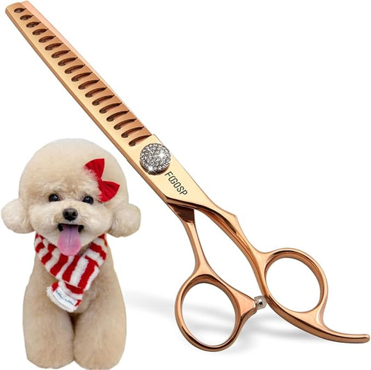 Rose Gold Titanium Chunkers Dog Grooming Scissors 7'' Professional Thinning Shears for Dogs Shih Tzu Teddy Pet Japanese 440C 70% Thinning Rate 18 Teeth(7,Chunker)