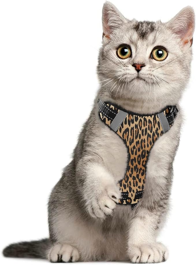 Cat Harness and Leash Set - Escape Proof Safe Cat Vest Harness for Walking Outdoor - Reflective Adjustable Soft Mesh Breathable Body Harness - Easy Control for Small, Medium, Large Cats
