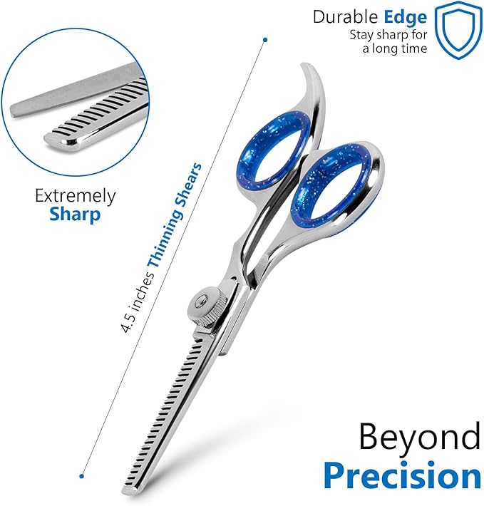 Professional 4.5-Inch Thinning Shears - Small Dog Grooming Scissors for Dogs' Faces and Eyes - Sharp & Durable - Ideal for Tight Spaces and Detailed Grooming - Pet and Cat Grooming Supplies