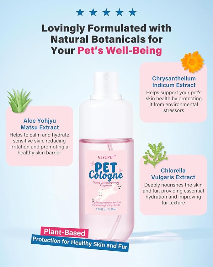 Dog & Cat Perfume | Long-Lasting Baby Powder Scent Deodorizing Spray | Fur-Conditioning Cologne, Non-Sticky Formula | Travel-Friendly, 3.38 fl. oz