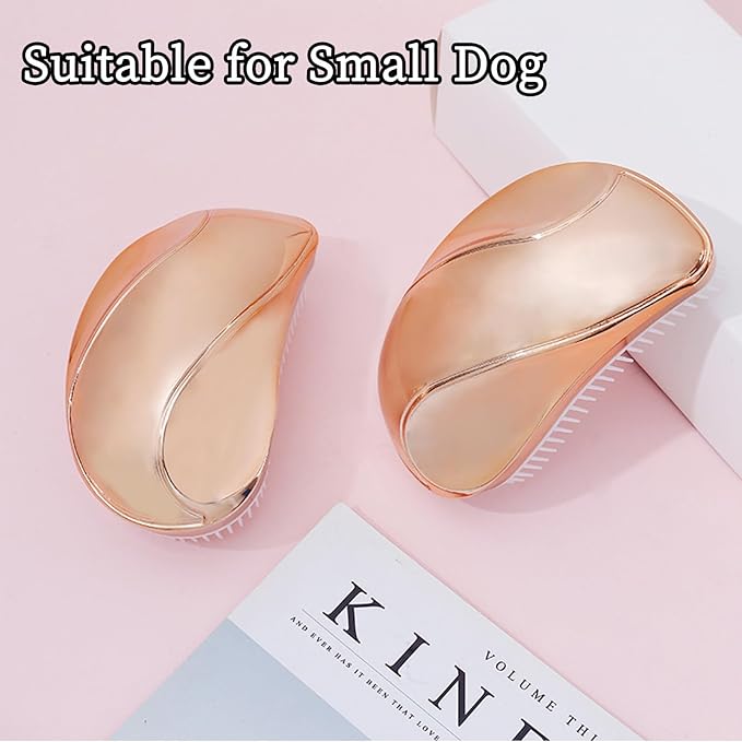 Grooming Brush for Small Dogs - Ideal for Shih Tzus, Yorkies, and Maltipoos - Gentle Puppy Hair Brushes for Effective Grooming - (Rose Gold)