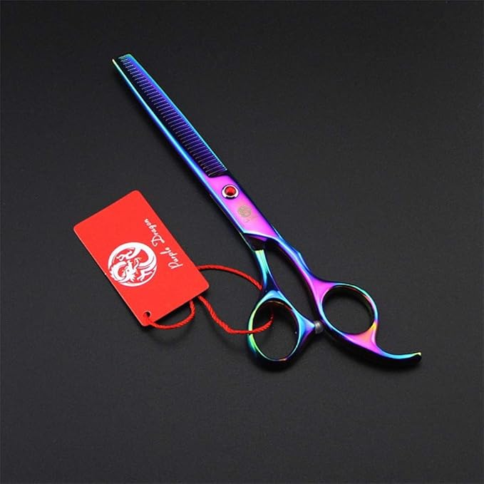 Purple Dragon 7.0 inch Rhinestone Decoration 3PCS Pet Grooming Scissors Dog Hair Cutting & Thinning Shears Set