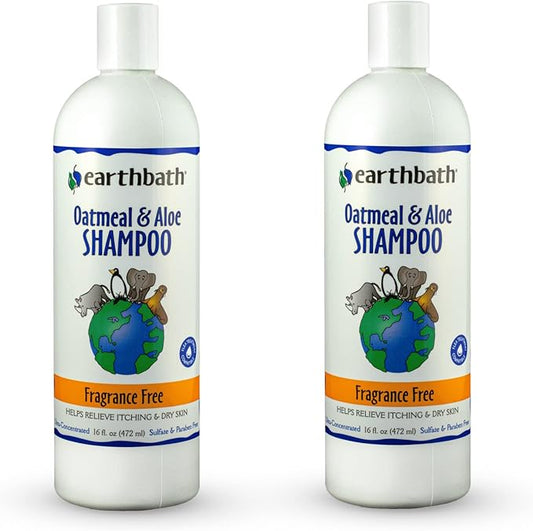 earthbath, Oatmeal & Aloe Dog Shampoo - Oatmeal Shampoo for Dogs, Itchy, Dry Skin Relief, Dog Wash, Made in USA, Cruelty Free, Fragrance Free Pet Shampoos, Natural Dog Shampoo - 16 Oz (2 Pack)