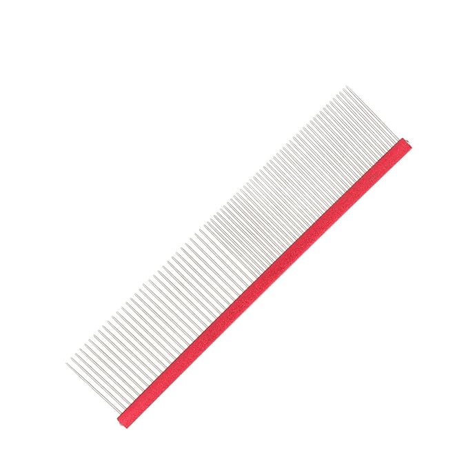 VINGVO Greyhound Comb for Dogs, Metal Dog Comb with Rounded Ends, 16cm/6.3in, Red