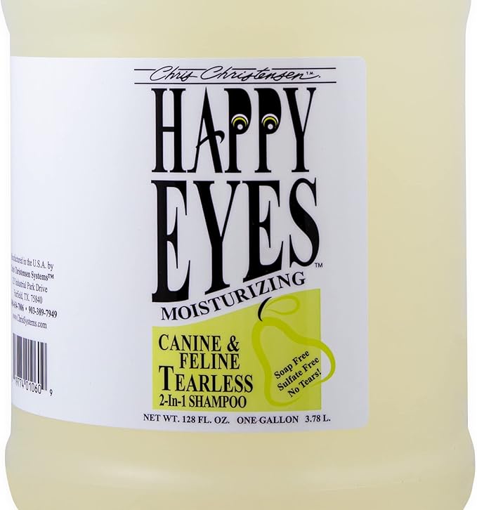 Chris Christensen Happy Eyes Ultra Concentrated Tearless Dog Shampoo, Makes up to 5 Bottles, Groom Like a Professional, Hypo-Allergenic, Sulfate Free, No Tears, All Coat Types, Made in USA (Gallon)
