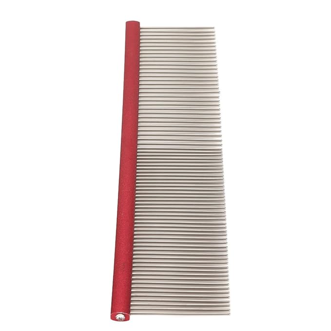 Greyhound Comb for Dogs, Metal Dog Comb with Rounded Ends, 2-in-1 Design for Grooming Matting, Red