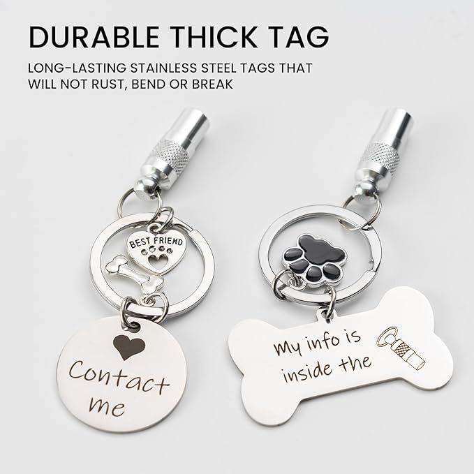 Anti-Lost Pet ID Tag, Easy Update Pet Tag, Pet Gifts,Stylish Dog and Cat ID Tags,Gifts for Dogs and cat Lovers, Address Tube- Quick and Secure Pet Information Management