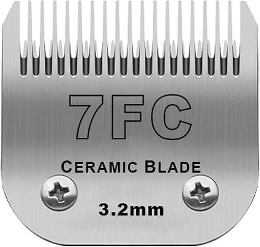 Detachable Pet Dog Clipper Blades, Compatible with Andis Size-7FC Cut Length 1/8"(3.2mm), Most Oster A5, Wahl KM Series Clippers