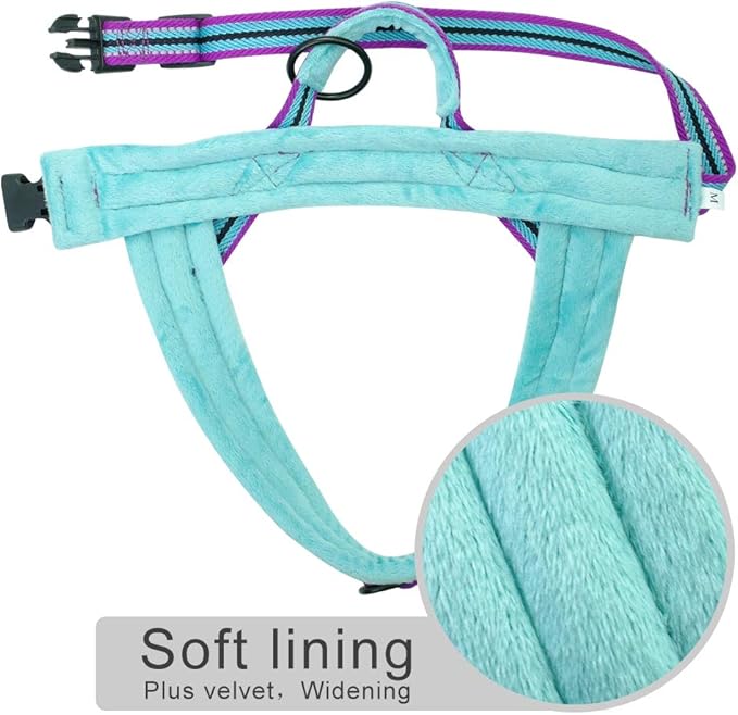 Didog Soft Flannel Padded Dog Vest Harness, Escape Proof/Quick Fit Reflective Dog Strap Harness,Easy for Walking Training (XS:Chest 15-18", Mixed-Blue)