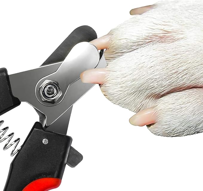 Dog Nails Clippers Trimmer with Safety Guard to Avoid Over-Cutting, Razor Sharp Blades with Bonus Dog Nail File, Cat Claw Clippers with Sturdy Non Slip Handles for Pets Dog Cat（Red & Black）