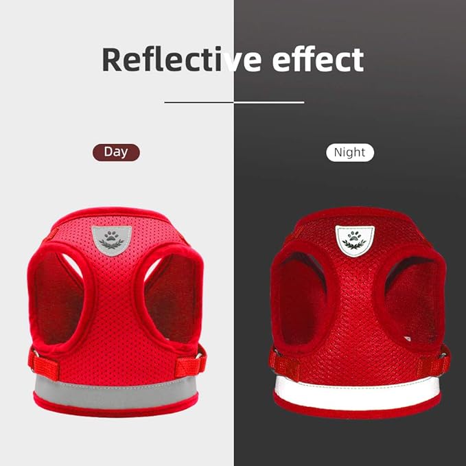 Cat Harnesses for Small Dogs - Cat Harnesses and Leashes for Walking, Adjustable Reflective Step in Dog Harness for Small Dog and Cat (Red, XS (10.2” – 11.4”))