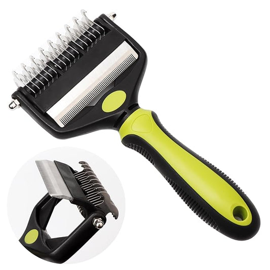 Pt brush for shedding，Dematting comb for Dogs, Cat deshedding Brush, Dog Grooming Rakes for long haired Dogs-Double Sided Shedding,Pet undercoat brushes Reduce Shedding by 95% (Green)