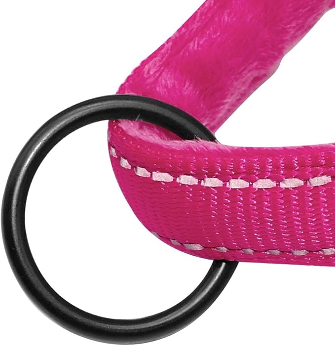 Didog Soft Flannel Padded Dog Vest Harness, Escape Proof/Quick Fit Reflective Dogs Strap Harness,Easy for Training Walking,Hot Pink L Size