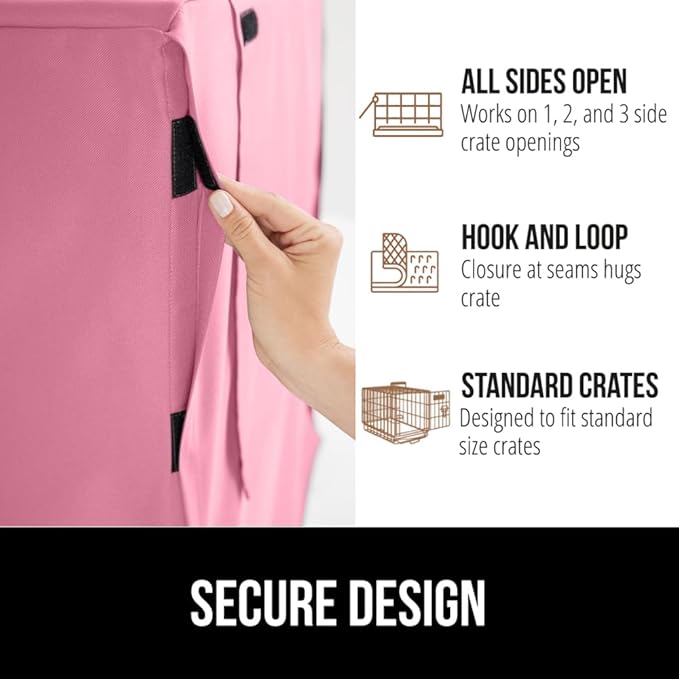 GORILLA GRIP Dog Crate Covers Compatible with Amazon Basics Dog Crates, All Sides Open, Privacy Cover Fits 42" Wire Kennel, Breathable Mesh Windows, Light Reducing Puppy Training Cage Topper, Pink