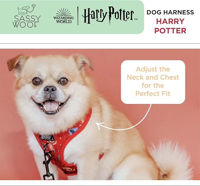 Dog Adjustable Harness - Harry Potter™ - M, Breathable Mesh, No Pull Design with Two D-Rings, Perfect for Medium Dogs