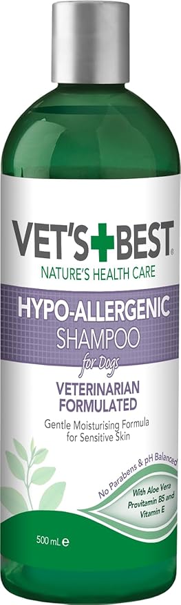 Vet's Best Hypo-Allergenic Shampoo for Dogs | Dog Shampoo for Sensitive Skin | Relieves Discomfort from Dry, Itchy Skin | Cleans, Moisturizes, and Conditions Skin and Coat , 16 oz