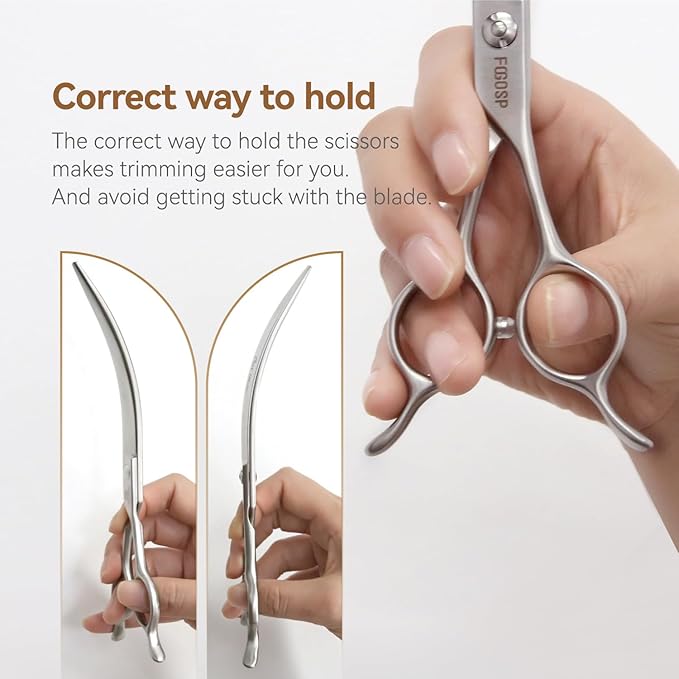 Professional 45°Curved Grooming Scissors for Dogs 7.0 in Big Arc Curved Shears for Professional Groomer Japan VG10 High-carbon Steel Right Hand Matte
