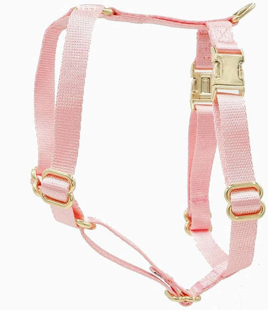 Nylon No Pull Dog Harness with Gold Metal Buckles,Easy Walking and Training Dog Harness (Pink, S)