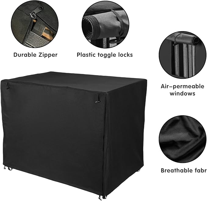 48 inch Heavy Duty Dog Crate Covers Durable 600D Polyester Insulated Dog Kennel Cover Soundproof Windproof Rainproof Shading Fit for Wire Dog Cage Covers with Breathable Side Window ( ONLY COVER)