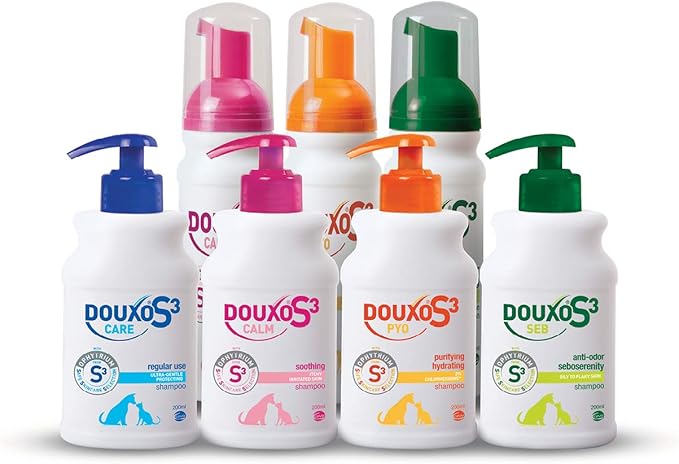DOUXO S3 Calm Itch Relief Dog and Cat Shampoo - Hypoallergenic Fragrance - for Itchy or Irritated Skin - Veterinary Recommended and Clinically Proven - Safe Skincare Selection - 200ml