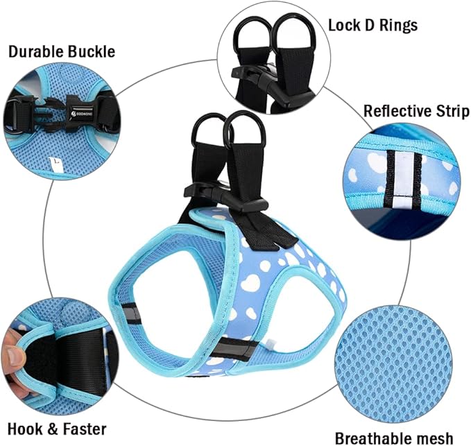 Step in Dog Harness and Leash Set, Reflective Dog Harness and Leash No Pull Dog Harness for Small Medium Large Dogs and Cats, BlueCloud