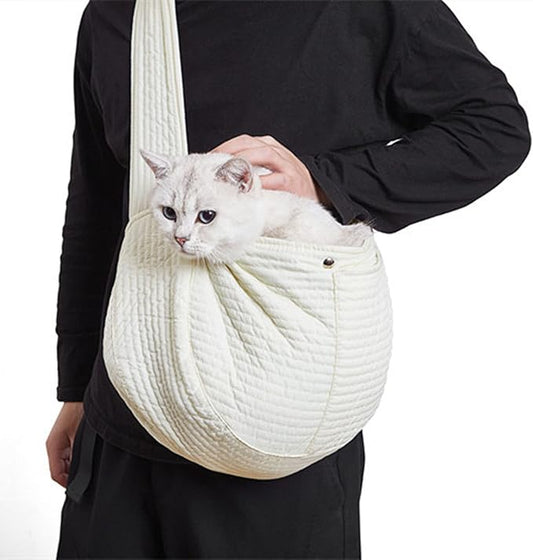 Dog Sling Carrier, Breathable Hand Safe Pet Sling Carrier Soft Comfortable Cat Sling Carrier with Widen Shoulder Strap for Outdoor, Traveling, Subway, Small Dogs, Cats,