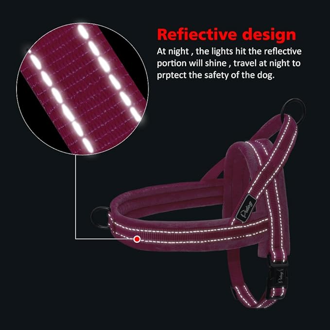 Didog Soft Flannel Padded Dog Vest Harness,Escape Proof/Quick Fit Reflective Dog Strap Harness, Easy for Training Walking (XS:Chest 15-18", Hot Pink)
