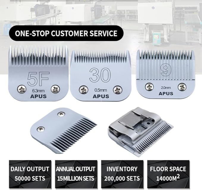 APUS Dog Grooming Clipper A5 Blade,Size 3F 13mm (1/2") Made of High Carbon Steel and Ceramic Compatible with AGC/KM2/Golden A5 Clippers.