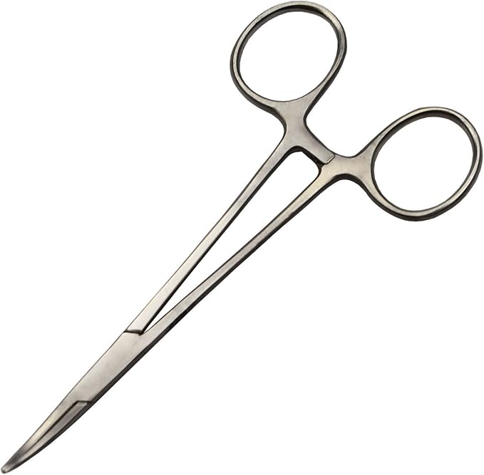 Professional Stainless Steel Pets Dogs Cats Hemostat Forceps Scissors Ear Hair Clamp Pulling Shears Plier Pet Dog Trimmer Accessories Curved Silver