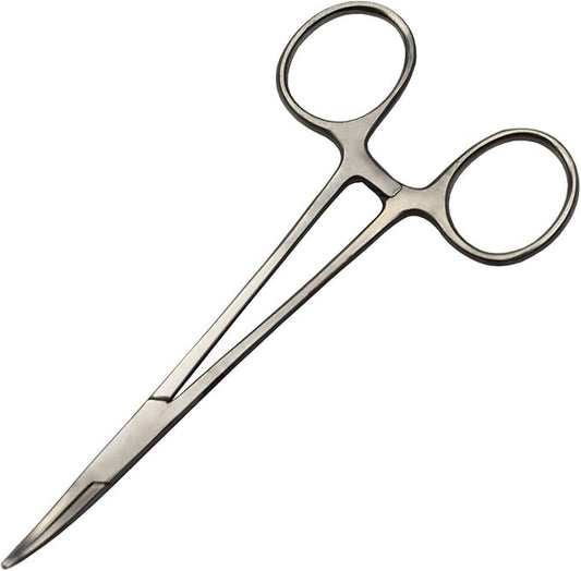 Professional Stainless Steel Pets Dogs Cats Hemostat Forceps Scissors Ear Hair Clamp Pulling Shears Plier Pet Dog Trimmer Accessories Curved Silver