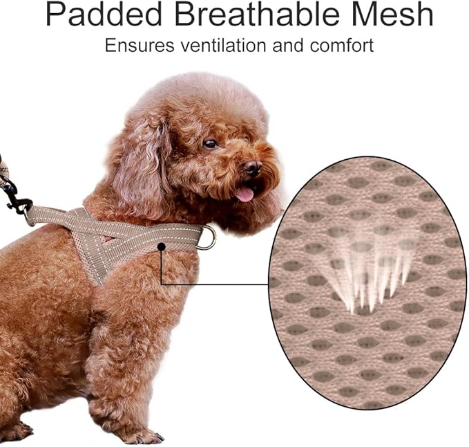 Plutus Pet No Pull Dog Harness with Breathable Mesh Padded, Adjustable Reflective Escape Proof Dog Harness, Quick Fit Dog Vest Harness for Small Medium Large Dogs(XXS, Beige)