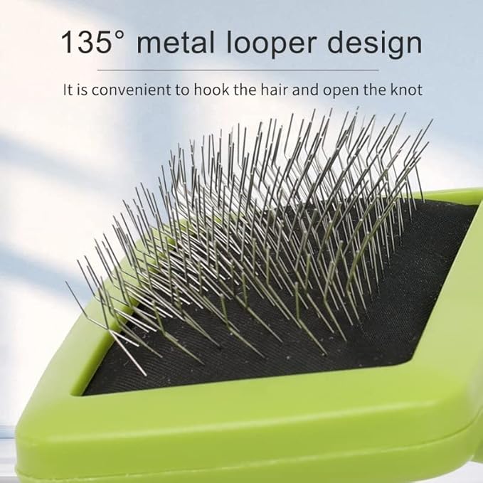 Slicker Brush for Pets. Dogs and Cats. Grooming Tool For Loose and Tangled Fur or Hair . Long Pins Long Hair Grooming Brush (Small)