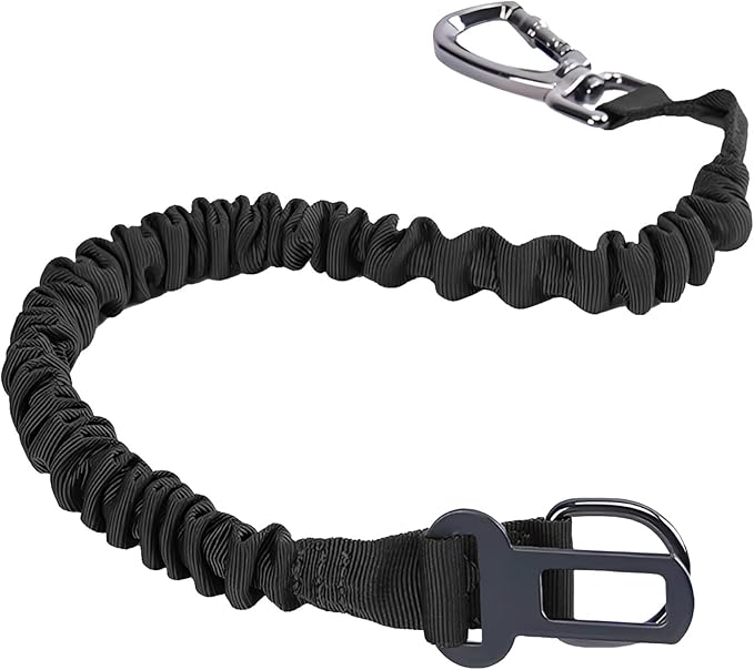 Retractable Dog Seat Belt for Car - Adjustable Nylon Pet Safety Harness with Elastic Bungee Buffer, Heavy-Duty Dog Seat Belt (Black)