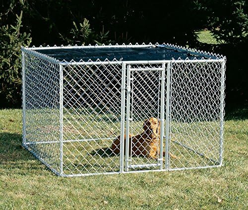 MidWest Homes for Pets Chain Link Portable Kennel with a Sunscreen, 6L x 6W x 4H Feet, K9 Kennel K9664