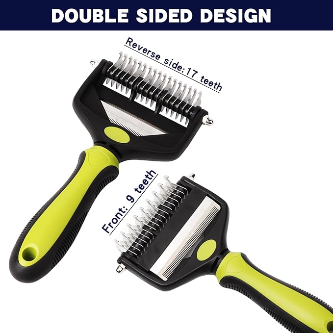 Pt brush for shedding，Dematting comb for Dogs, Cat deshedding Brush, Dog Grooming Rakes for long haired Dogs-Double Sided Shedding,Pet undercoat brushes Reduce Shedding by 95% (Pink)