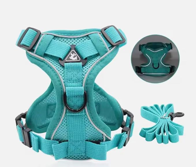 No-Pull Dog Harness, Reflective Adjustable Dog Vest Harness, Escape Proof, for Small Medium Large Dogs and Cats - Adjustable Buckle Pet Vest, Solid, S-XL, with Matching Leash (Brown, Small)