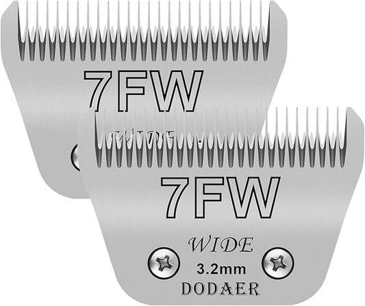 2 Pack 7 Wide Blades for Dog Grooming,Compatible with Andis,Oster A5,Wahl km10 Clippers,Cutting Length 1/8" (3.2mm)