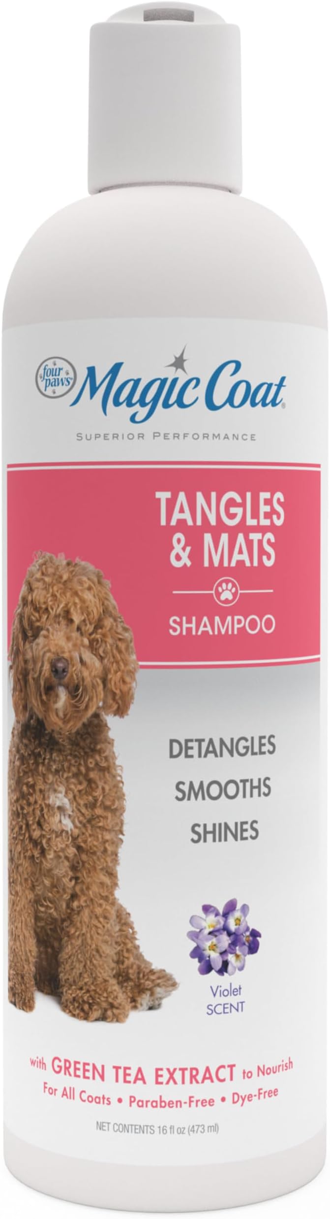 Four Paws Magic Coat Tangles and Mats Dog Grooming Shampoo, Violet Scent, 16 Ounce Bottle